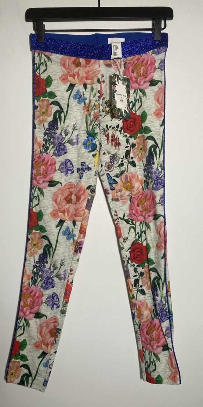 Nathalie Lété x H&M Pants Girls 11-12 Floral Butterfly Glitter Fairy Leggings